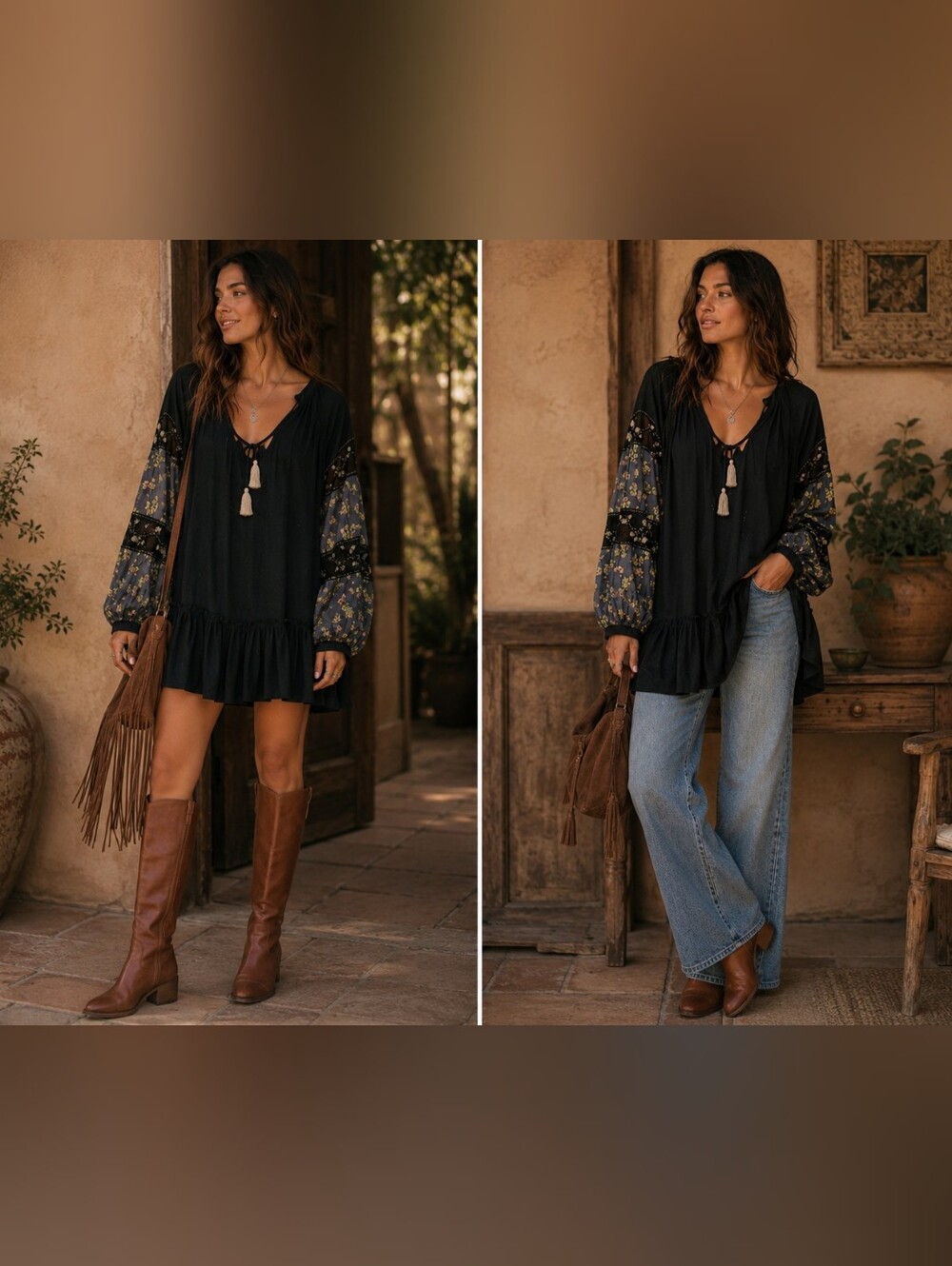 Free People Boho Floral over Sized Long sleeve dress or tunic Size Small